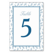 Elegante Blauwe Tuin Klassieke Trouwtafel Nummer Kaart (Achterkant)