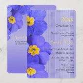 , elegante blauwe tuinbloemen afstuderen kaart (Voorkant / Achterkant)