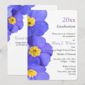 , elegante blauwe tuinbloemen afstuderen kaart (Voorkant / Achterkant)