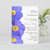 , elegante blauwe tuinbloemen afstuderen kaart (Staand voorkant)