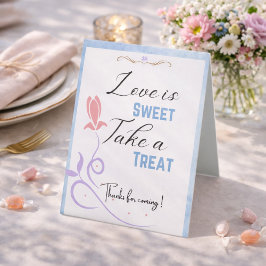 Elegante Blauwe Tulp Bloemen bruiloft Reclamebord Met Voetstuk