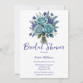 Elegante Blauwe Turquoise Bloemachtige Bruids-Show Kaart (Voorkant)