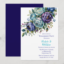 Elegante blauwe turquoise bloemen verlovingsfeest