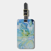 Elegante blauwe turquoise bloemenaquarel  bagagelabel (Voorkant verticaal)