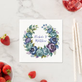 Elegante blauwe turquoise bloemenbruiloft servet (Insitu)