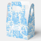 Elegante blauwe turquoise toile de jouy Bruidsdouc Bedankdoosjes (Geopend)