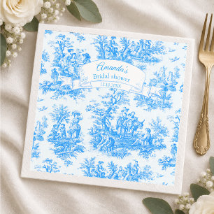 Elegante blauwe turquoise toile de jouy Bruiloftsf Servet