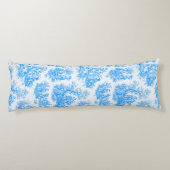 Elegante blauwe turquoise toile de jouy lichaamskussen (Achterkant)