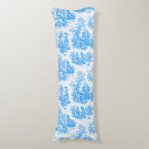 Elegante blauwe turquoise toile de jouy lichaamskussen