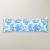 Elegante blauwe turquoise toile de jouy lichaamskussen (Voorkant)