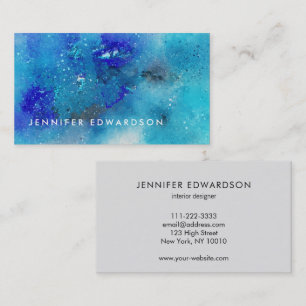 Elegante blauwe turquoise waterverf spetter profes visitekaartje