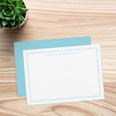 Elegante Blauwe Twee Grens Minimalistische Monogra Notitiekaartje