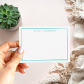 Elegante Blauwe Twee Grens Minimalistische Monogra Notitiekaartje