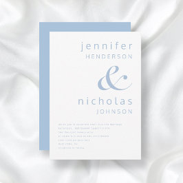 Elegante Blauwe Typografie Huwelijk Kaart