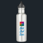 Elegante Blauwe Typografie Sjabloon Beste Papa Ooi Waterfles<br><div class="desc">Upload uw Afbeelding Afbeelding fototypografie script aangepaste tekst beste papa ooit Schattigee elegante Sjabloon trendy water blauwe kleur roestvrijstalen klassieke waterfles.</div>