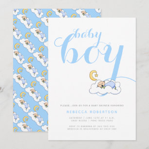 Elegante blauwe typografie voor baby shower van sl kaart