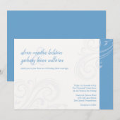 Elegante blauwe uitnodiging, Caroline Wedding Kaart (Voorkant / Achterkant)