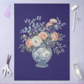Elegante blauwe vaas decoupage tissuepapier (Craft)