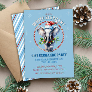 Elegante Blauwe Vakantie Witte Olifant Gift Exchan Kaart