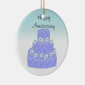 Elegante Blauwe Verjaardagstaart Keramisch Ornament (Rechts)