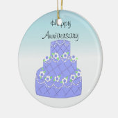 Elegante Blauwe Verjaardagstaart Keramisch Ornament (Links)