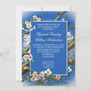 Elegante blauwe verlovingsfeestuitnodiging kaart