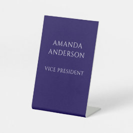 Elegante Blauwe Vice President Titel Naambord Reclamebord Met Voetstuk