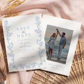 Elegante Blauwe Victoriaans Fotobruiloft Save The Date