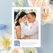 Elegante Blauwe Victoriaanse Bloemencode QR Trouwd Save The Date