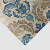 Elegante Blauwe Vintage Blauwe Decoupage Tissuepapier (Detail)