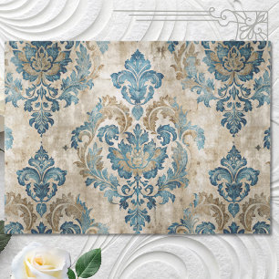 Elegante Blauwe Vintage Blauwe Decoupage Tissuepapier