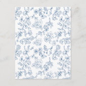 Elegante Blauwe Vintage Bloemen Huwelijk Informatiekaartje (Achterkant)