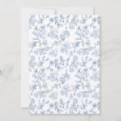 Elegante Blauwe Vintage Bloemen Huwelijk Kaart (Achterkant)