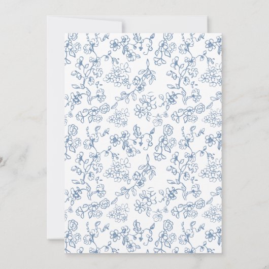 Elegante Blauwe Vintage Bloemen Huwelijk Kaart (Achterkant)