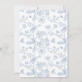 Elegante Blauwe Vintage Bloemstuk Doop Kaart (Achterkant)