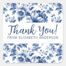 Elegante Blauwe Vintage Roos Bloem Bedankt