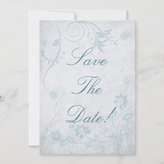 Elegante Blauwe Vintage Save The Date Huwelijk Kaart (Voorkant)
