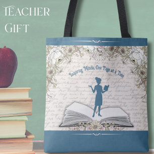 Elegante Blauwe Vintage Script Waardering voor Doc Tote Bag