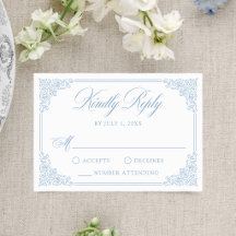 Elegante Blauwe Vintage Sierlijke Frame Huwelijk