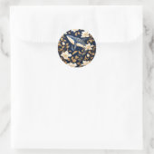 Elegante blauwe vinvis William Morris Geïnspireerd Ronde Sticker (Tas)