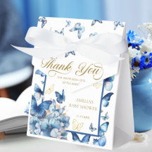 Elegante Blauwe Vlinder Baby in Bloei Dank Je