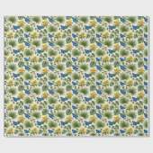 Elegante Blauwe Vlinder Botanische Wrap Cadeaupapier (Vlak)