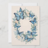 Elegante Blauwe Vlinder Bruiloftsdouche Kaart (Achterkant)