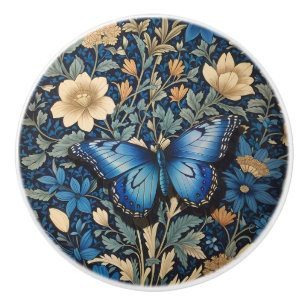 Elegante Blauwe Vlinder geïnspireerd door William Keramische Knop