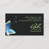 Elegante blauwe vlinder gepersonaliseerd visitekaartje (Achterkant)