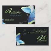 Elegante blauwe vlinder gepersonaliseerd visitekaartje (Voorkant / Achterkant)