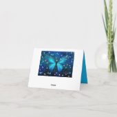 Elegante Blauwe Vlinder Kaart (Achterkant)