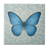 Elegante Blauwe Vlinder  Keramische Tegel Tegeltje (Voorkant)