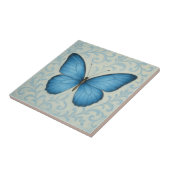 Elegante Blauwe Vlinder  Keramische Tegel Tegeltje (Zijkant)