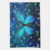 Elegante Blauwe Vlinder Theedoek (Verticaal)